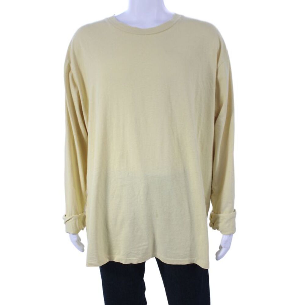 John Elliott Mens Yellow Basic Long Sleeve Crew Neck Cotton T-Shirt Size 4
